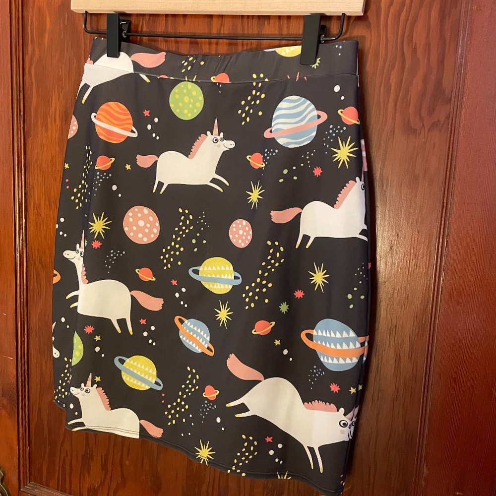 Space Unicorn pencil skirt